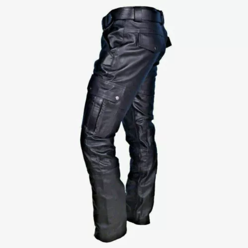 Jeans Uomo Steampunk Gotico Retrò Pantaloni Moto Pantaloni Vera Pelle - - Foto 7 di 15