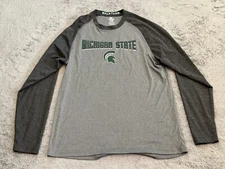Michigan State Spartans Shirt Mens 2XL XXL Green Long Sleeve Performance Top