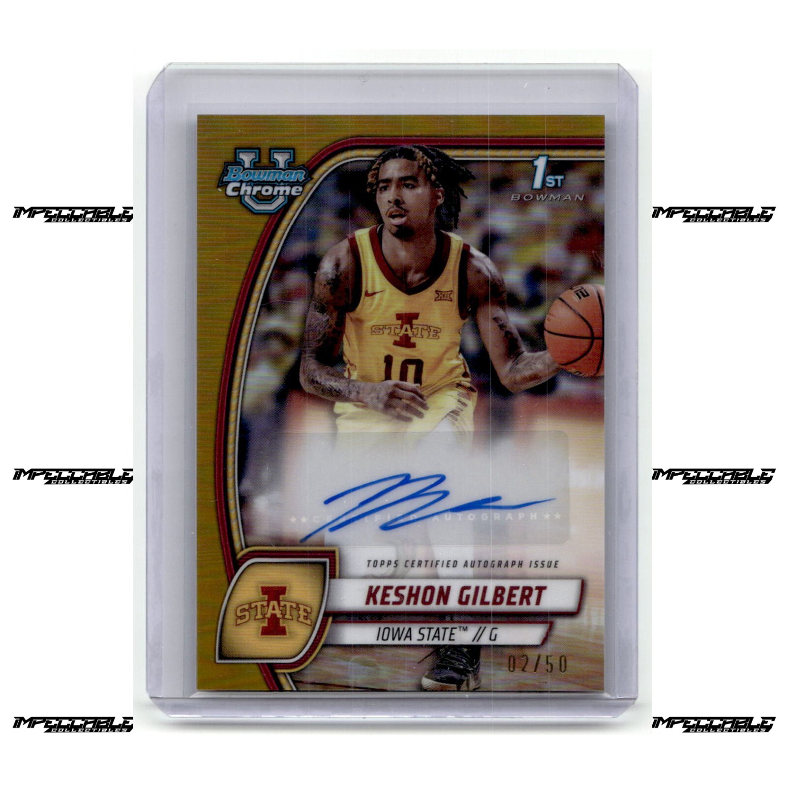 2024-25 Bowman U Chrome - Gold #45 Keshon Gilbert Rookie Auto /50