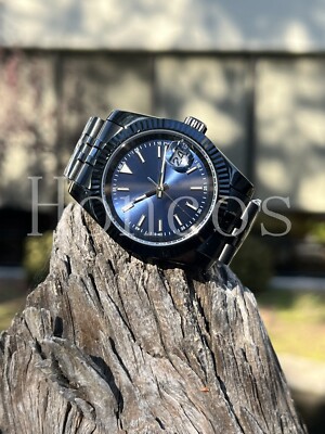 Custom Made Watch Datejust Fluted Bezel NH35 Movement SKX Jubilee Racing Blue BK