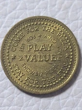 Showbiz Pizza Place Token Brass "Come For The Pizza Stay For The Fun" #2 Vintage
