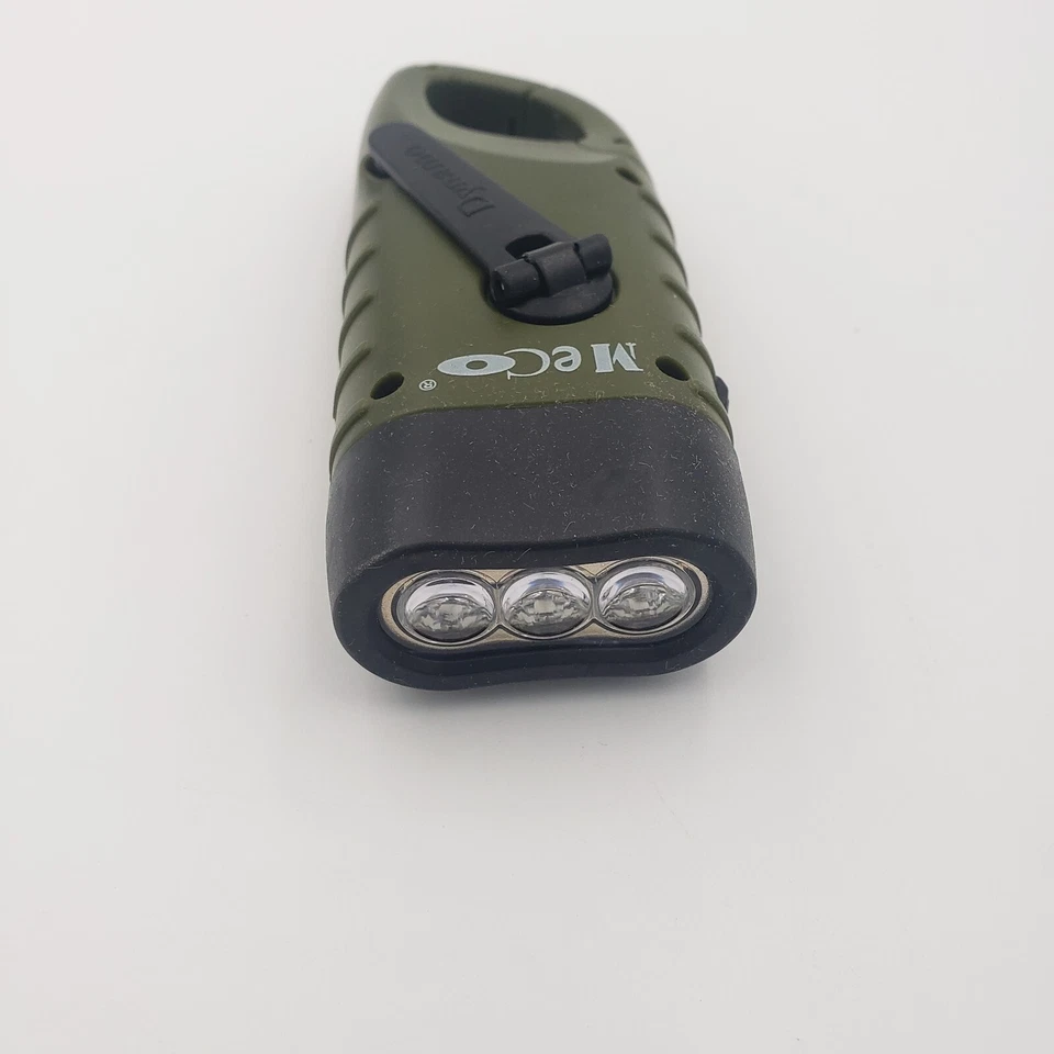 Linterna de manivela LED recargable con energía solar color verde militar 5 pulgadas Foto 3 de 4