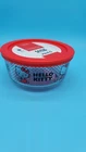 NEW Hello Kitty Pyrex 4-Cup Round Glass Storage with Lid Sanrio Ltd Edition
