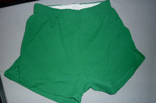 VTG. SHORTS SMALL GYM ATHLETIC RUNNER GREEN USA 100 STRETCH NYLON