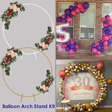 Round Arch Backdrop Hoop Balloon Flower Gold Display Stand Frame Event Decor