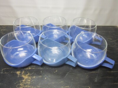 5 x Roly Poly 70er Jahre Vintage hitzebeständiges Glas & Kunststoff hervorragender Zustand