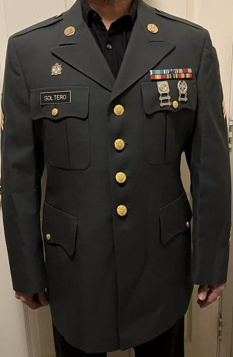 Name tag top on military uniform