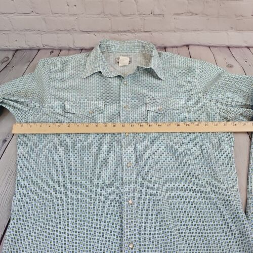 Camicia Wrangler Uomo L Blu Geometrica Perla Scatto Wrancher Western Work Manica Lunga - Foto 8 di 12