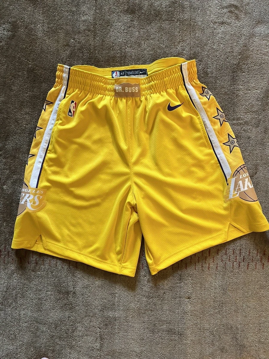 Nike Lakers City Edition Shorts Size 42 XL Mens DR BUSS EXCELLENT