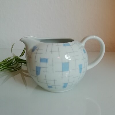 Arzberg Form 1495 Gittermuster Blau Milchkännchen Hermann Gretsch