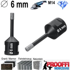 Diamantbohrkrone Ø 6 mm Diamant Granit Fliesen Bohrkrone Bohrer Loch Fräser M14
