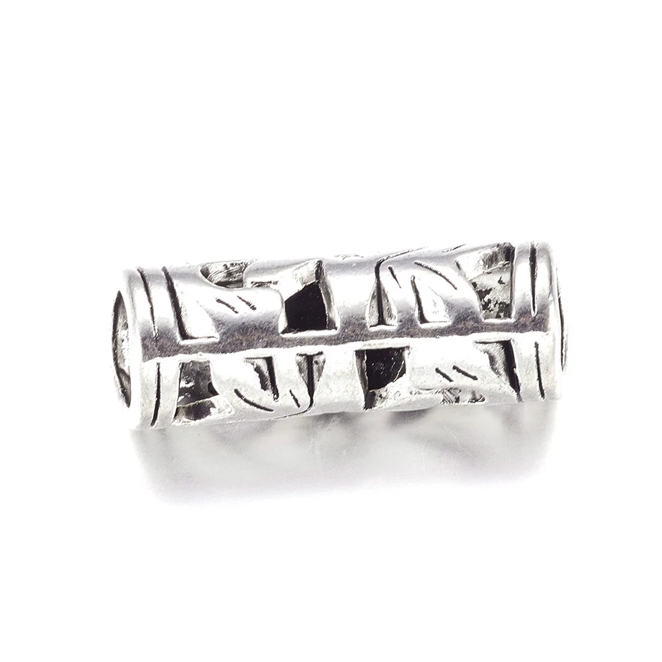 20 Tibetan Alloy Straight Tube Beads Filigree Flower Silver Loose Spacers 8x23mm - Image 2 of 2
