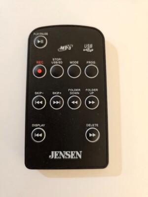 Original Jensen MP3 Remote Control - Black - MP3 - USB - UNTESTED SOLD AS IS
