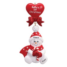 Personalized Baby's First Christmas Ornament   Newborn Snow Baby Keepsake