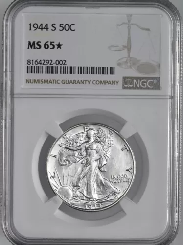 1944-S 50C WALKING LIBERTY HALF DOLLAR NGC MS65☆* #8164292-002 ☆NGC STAR GRADE☆*
