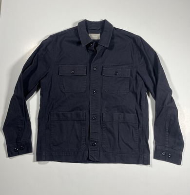 #ad #ad Everlane Jacket Mens Medium Navy Blue The Chore Utility Canvas Button Cotton $26.99