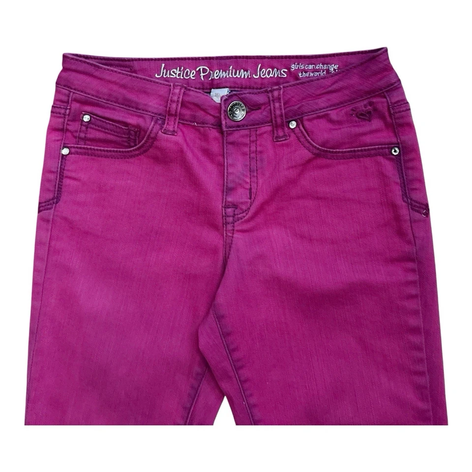 JUSTICE Girls Youth Size 10.5 Pink Slim Straight Jeans 25.5" Inseam - Image 4 of 4