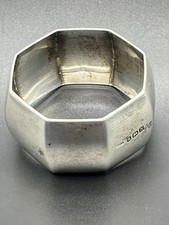 Antique Sterling Silver Napkin Ring 29g Octagonal 1937 - hallmarked -  Art Deco