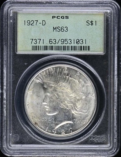 1927-D $1 Peace Dollar PCGS MS63 OGH