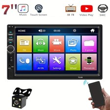 7" Double 2 DIN Car MP5 Player Bluetooth Touch Screen Stereo Radio With Camera