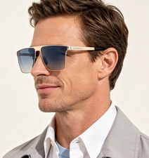 Gucci Square Sunglasses Gold Frame Blue Gradient Lens 68-16-143