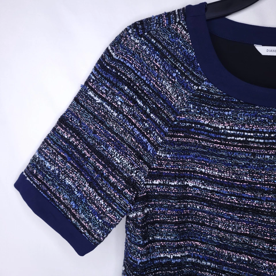 Diane Von Furstenberg Tweed Sweater Petite Colorful Waist Tie - Image 3 of 4