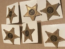 6 Vtg Fruehauf Trailer long haul 5 year  Advertising 5 Star badge Pins NOS