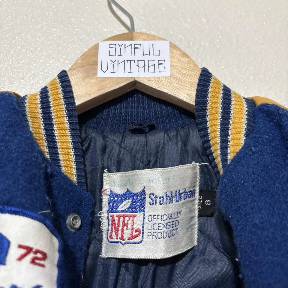 LA Dodgers 70s Vintage MLB NFL Varsity Bomber Leathe Jacket Kids USA Retro - Image 3 of 4
