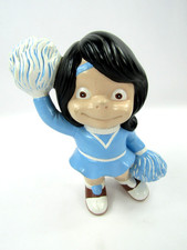 VTG 1975 Ceramic Cheerleader Atlantic Mold Co Blue & White Dark Hair Collectible