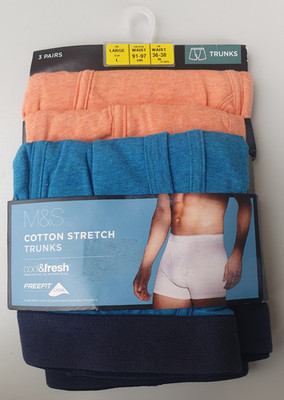 Mens Trunks Underwear 3 Pack Cotton Stretch Orange Mix by Marks And Spencer BNWT