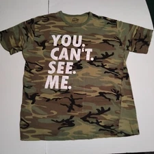Crazy dog Green camouflage You can't see me short sleeve T-Shirt XL Men