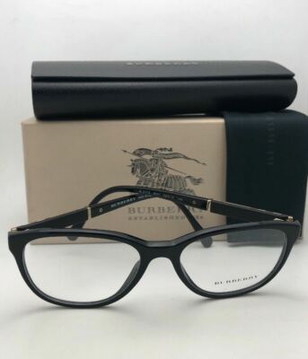 New BURBERRY Eyeglasses B 2172 3001 52-16 140 Black & Gold Frames