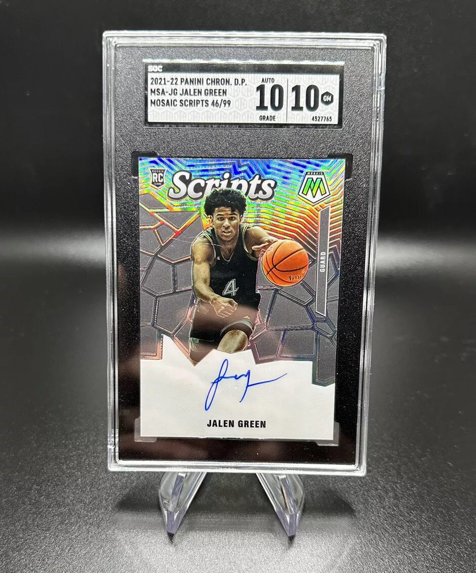 JALEN GREEN 21-22 PANINI MOSAIC SCRIPTS RC ON CARD AUTO /99 SGC 10/10 GEM MT