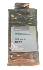 Made By Design 12 Ct Shower Hooks S-Hooks  Nickel Finish New
