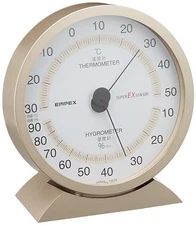 EMPEX Super EX EX-2718 Thermometer & Hygrometer Champagne Gold New Japan