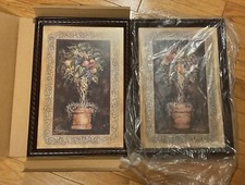 Imagen vintage de topiario de frutas para interiores de casas 2002 en caja original con marco/vidrio ~ juego de 2
