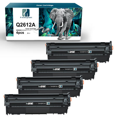 4x Black High Yield Q2612A 12A Toner for HP LaserJet 1018 1022 3020 Printer