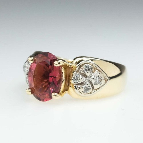 1.93ct Pink Tourmaline & Diamond Accented Ring in Gold Plated Silver - Picture 2 of 6