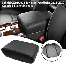Fit Infiniti QX60 JX35 2013-2020 Center Console Armrest Leather Cover Trim Black