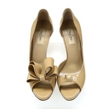 Womens VALENTINO Nude Couture-Bow Pumps Sz. 38.5