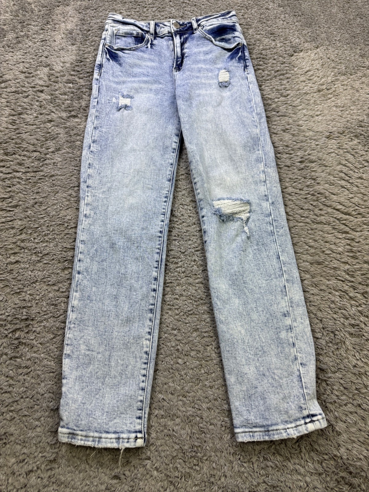 Risen Jeans Women 3/26 Acid Wash Distressed High Rise Straight Leg Grudge Denim