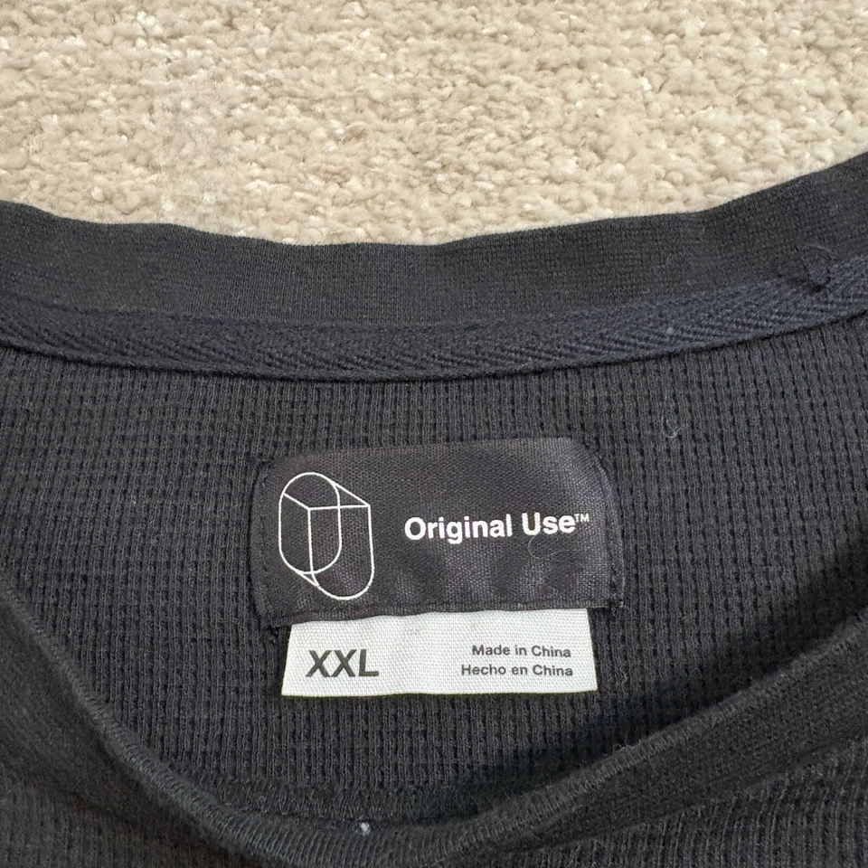 Original Use Long Sleeve T-Shirt Ribbed boxy Knit Side Tie Black XXL - Image 3 of 4