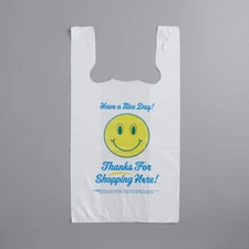 Bags 1/8 and 1/6 T-Shirt Plastic Shopping Bag 2 sizes Smily Face