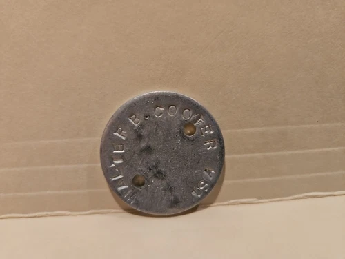 Vintage Original WW1 Metal Military Dog Tag USA Walter B. Cooper