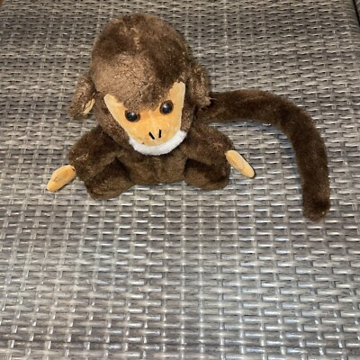 8'' VINTAGE 1973 R DAKIN BROWN TAN BABY MONKEY APE CHIMP STUFFED ANIMAL PLUSH TOY