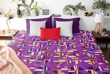 Abstract Patchwork Strip Scrap FINISHED QUILT - Queen size - Masculine Look