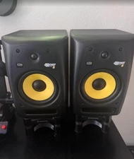 PAIR - KRK Rokit 8 RP8 G2 Studio Monitors + Stands + Cables - For Parts/Repair
