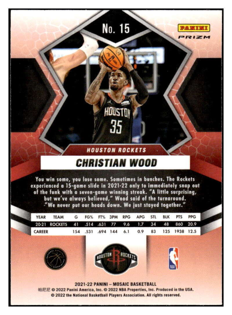 CHRISTIAN WOOD 2021-22 Panini Mosaic Silver #15 NBA Rockets