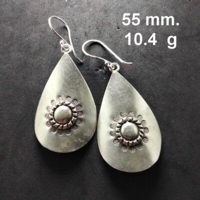 FINE SILVER EARRINGS 925 STERLING CRAFT Dangle 10g LOT18 Tribal Simple Drop 09