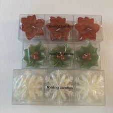Lot Of 3 Packs Floating Candles By Yankee Candle Co Holly Snowflake Poinsettia